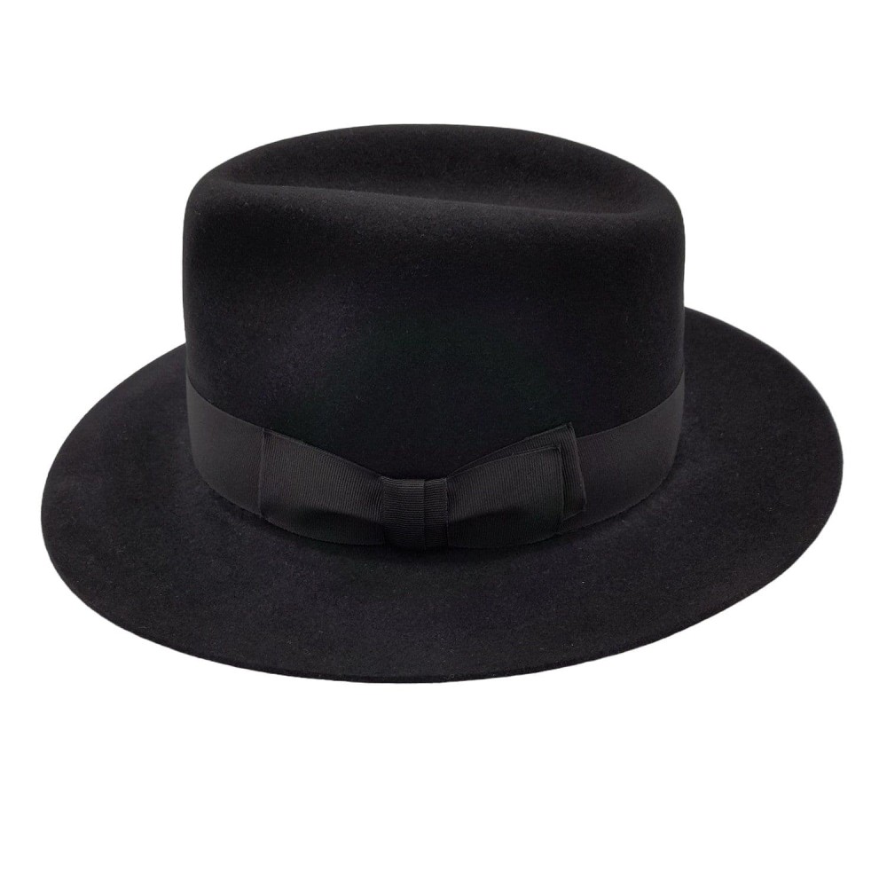 Fine Fur Felt Fedora Black Wide Brim Graduate