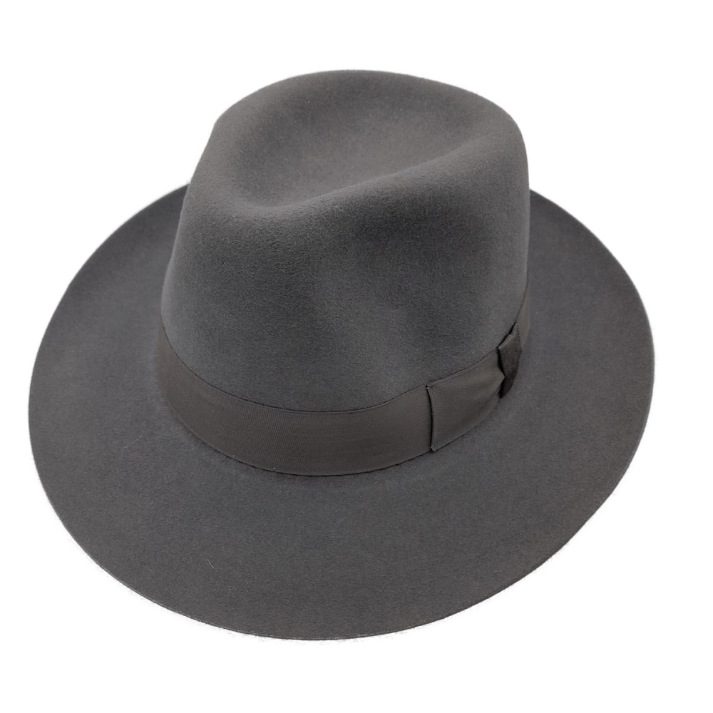 Fine Fur Felt Fedora Grey Wide Brim Graduate