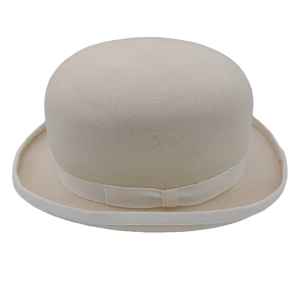 White Wool Felt Fashion Bowler Hat PJ Powell